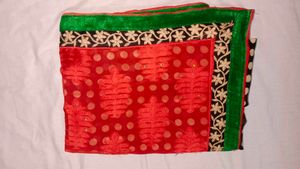 Red &amp; Green Embroidered Saree