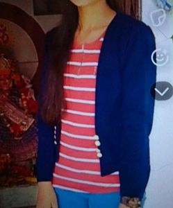 Full Sleeve Navy Blue Coaty Jacket Top