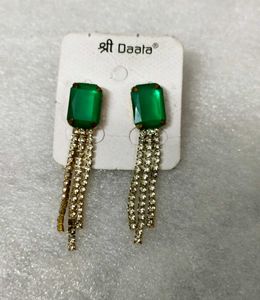 Green Stone Dangle Earrings