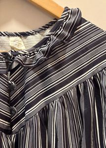 Beautiful Striped Ruffle Neck Top