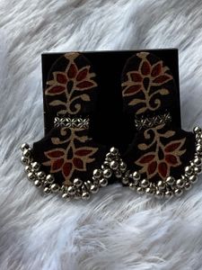 Kalamkari Print Jhumka Earrings