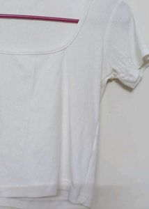 Zara White Square Neck Top