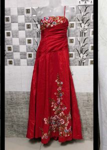 Red Embroidered Occasion Dress