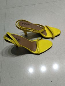 Stalk Yellow Kitten Heel Sandals