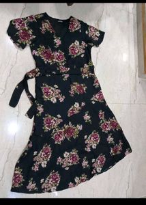 Midi Floral Wrap Dress