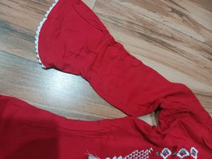 Red Beautiful Embroidery Kurti