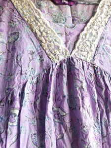 Lavender Floral Dress with Lace Detail