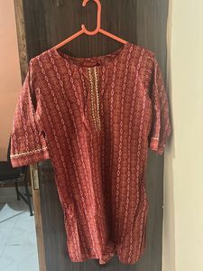 Maroon Printed Kurta