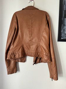 Brown/beige Leather Jacket In Good Condition