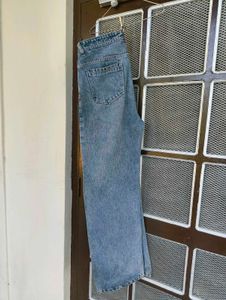 Acid Wash Wide Leg Straight Jeans