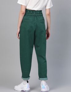 Green Regular Fit High-Rise Clean Pants