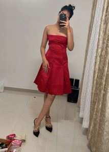 Red Strapless Cocktail Dress