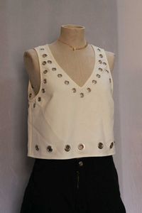 Forever 21 White Embellished Tank Top
