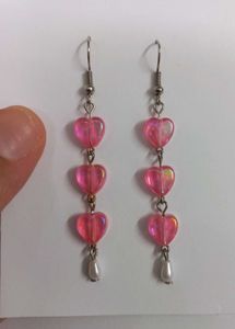 Trendy Handmade Triple Heart Earrings with Drop