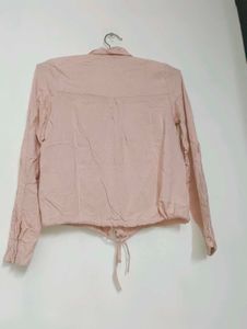 Pink Tie-Front Button-Down Shirt