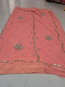 Elegant Peach Embellished Saree