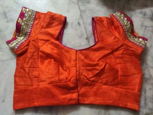 Orange Embellished Saree Blouse