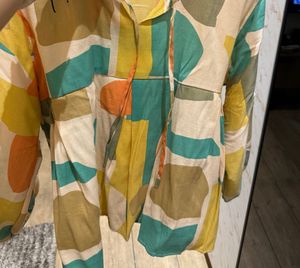 Colorful Print Top With Tie-Ups