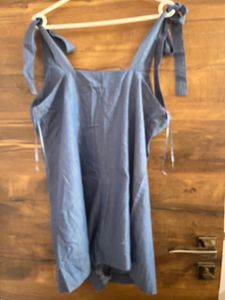 Zara Denim Romper with Tie Straps