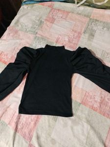Statement Sleeve Black Top