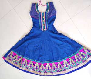 Pure Cotton Blue Dress With Embroidery Work