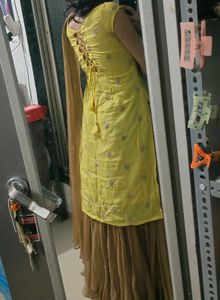 yellow and brown sharara Set