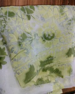 Fabric Green And White Print