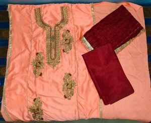 Embroidered Semi-Stitched Dress Material