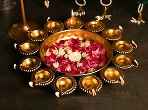 Brass & Metal Flower Shape Diya