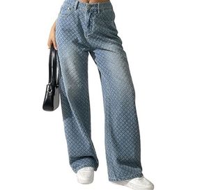 Patterned Straight Leg Jeans