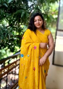 Elegant Yellow Floral Saree