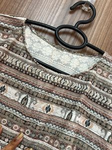 Hues of Brown and Green Patterned Top