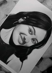 Charcoal Portrait of Smiling Woman