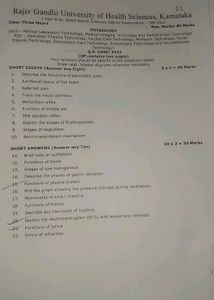 Physiology Question Papers Years Qp Code 3152