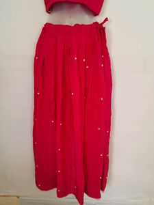 Pink Beads Work Lahnga Choli