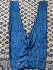 Blue Patterned Athletic Leggings