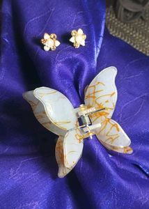 Butterfly Hair Clip & Stud Earrings