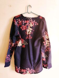 Navy Blue Floral Printed Top