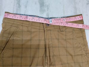 Mens Checked Chinos Khaki Size -28