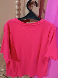 Pink Typography Printed Regular Top