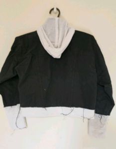 Black Denim Jacket with Hoodie