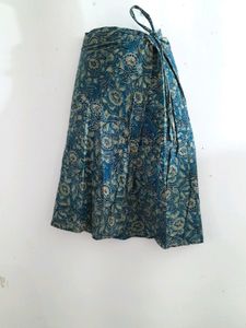 Navy Blue Printed Wrap Around Skirt(Women)