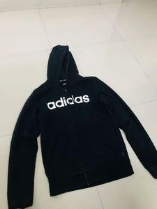 Adidas Black Zip-Up Hoodie original With QR code