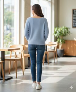 Casual Blue V-Neck Sweater