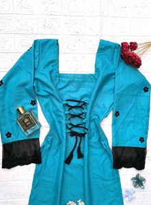 Corset Back Long Kurti🩵