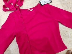 Pink Button-Up Long Sleeve Top