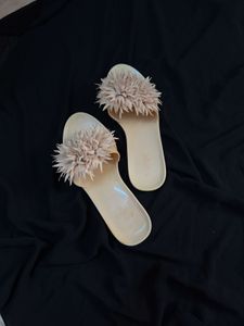 Floral Fluffy Slides