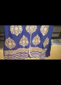 Royal Blue &amp; Gold Embroidered Kurti
