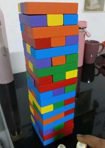 Colorful Wooden Block Tower Game