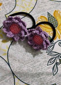 Crochet Flower Hair Ties
